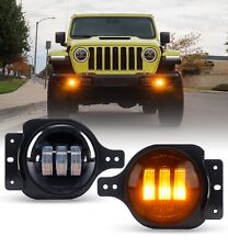 Xprite 2x Round Amber Led Fog Lights Driving Lamps For Jeep Wrangler Jl Jt 18-23