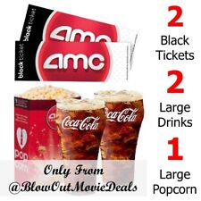 Amc Movie Theaters 2 Black Tickets 2 Large Drinks 1 Large Popcorn