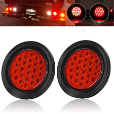 2x 4inch Red Round Led Truck Trailer Stop Turn Tail Brake Lights Waterproof 24v