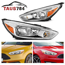Pair For 2015-2018 Ford Focus Headlights Assembly Lamps Leftright Chrome Amber