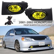 For 2001 2002 2003 Honda Civic Yellow Lens Front Bumper Fog Lights Lamps 2pcs