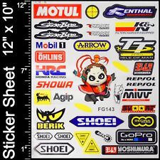 32pc 12x10 Reflective Sticker Decal Sheet - Motocross Dirt Bike Sponsors Logos
