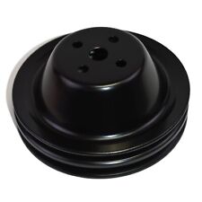 Black Small Block Chevy Sbc Short Water Pump Pulley Double 2 Groove Swp 283-350
