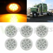 3 Pair 2.5 13 Led Clear Yellow Round Side Marker Light 12v Universal For Truck