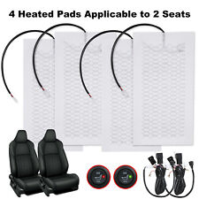 4pads Car Carbon Fiber Heated Seat Heater Kit Cushion Round Switch 2-level N5h1