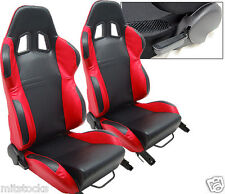 2 Black Red Leather Racing Seats Reclinable Sliders Volkswagen New 