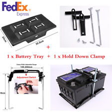 Universal Black Car Auto Battery Tray Adjustable Hold Down Clamp Bracket Kit