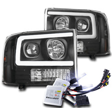 For 99-04 Ford F250 F350 Superduty Led Tube Projector Headlight Black W10k Hid