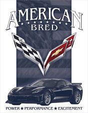 Corvette American Bred Performance Tin Metal Sign Man Cave Garage Decor 12.5x16