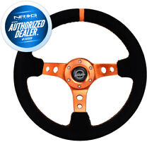 New Nrg Deep Dish Steering Wheel Black Suede Orange Center Mark Rst-006s-or