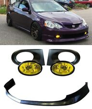 Fit 02-04 Rsx Dc5 T-r Style Front Bumper Lip Fog Light With Yellow Lens Combo