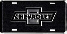Genuine Chevrolet Bow Tie Black Silver Mosaic Metal License Plate Sign