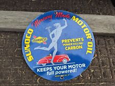 Vintage 1937 Sunoco Mercury Made Motor Oil Porcelain Gas Pump Station Sign