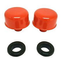 Orange Valve Cover Breathers With Grommets Smooth Powder Coat 4 Pc Set