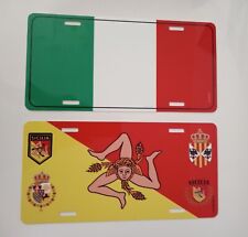 1 Sicilia Aluminum License Plate  1 Italian Flag License Plate Made In Usa