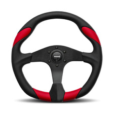 Momo Quark Steering Wheel - 350mm Black Polyurethane Red Grips