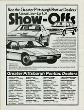 1985 Pontiac Fiero Firebird Trans Am Parisienne Sedan Line-up Vintage Print Ad