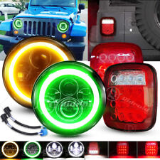 7inch Led Headlights Halo Drl Tail Lights Combo Kit For Jeep Wrangler Tj 97-06