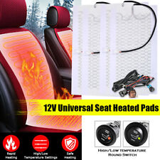 2 Set Universal 12v Car Carbon Fiber Heated Seat Heater Kit Cushion Round Switch