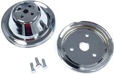 Small Block Chevy Chrome Steel Short Water Pump 1 Groove Pulley Kit Set Sbc 350