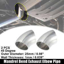 2pc Od 1 Inch 45 Degree 0.039 Thickness Stainless Steel Exhaust Elbow Pipe
