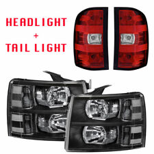 4x Black Headlight Tail Light For 2007-13 Silverado 1500 Ltz 07-14 2500hd 3500hd