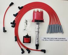 1990-95 Chevygmc Suburban 7.4l 454 Tbi Distributor Coil Red Spark Plug Wires
