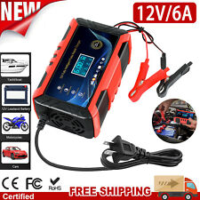 12v6a Car Battery Charger Smart Automatic Pulse Repair Trickle Charger Agm Gel