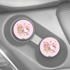 Hello Kitty Donuts Pink Custom Rubber Car Drink Holder Coasters 2pc Set