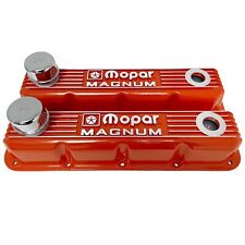 Nos Mopar Magnum Valve Cover Set 5.2l 5.9l V8 - Orange Classic Finned