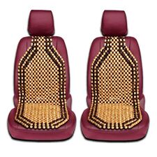 Zento Deals 2x Natural Wooden Beaded Car Back Massaging Comfy Seat Cushion Cover