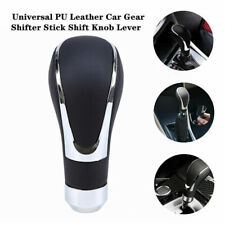 Black Universal Car Aluminum Leather Manual Gear Shift Knob Shifter Lever Cover