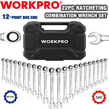 Workpro 22 Pieces Ratcheting Combination Wrench Set Cr-v Combo Wrench Metric Sae