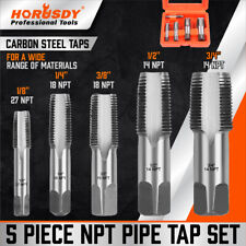 5 Pcs Npt Pipe Tap Set 18 14 38 12 And 34 With Case Carbon Steel Inch