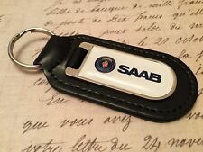 Saab Printed Black Leather Key Ring Fob 9-3 900 9000 92 96