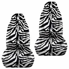 Universal Size Front Set Car Seat Covers Zebra Black And White