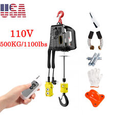 110v Electric Wireless Hoist Winch Hoist Crane Lift Remote Control 500kg1100lbs