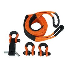 Tow Strap Recovery Kit 3 X 20ft Rope 2 Shackle Hitch Receiver 34 D Ring
