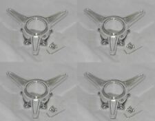 4 Polished Aluminum Spinner Tribar Fits Coys Showwheels Bg Wheel Rim Center Caps