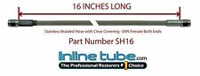 Stainless Steel Braided Brake Hose Line -3an Straight 16 Long Clear Coat Cover