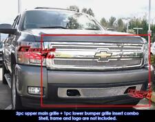 Fits 2007-2013 Chevy Silverado 1500 Stainless Steel Chrome Mesh Grille Combo