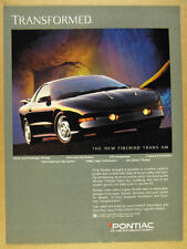 1994 Pontiac Firebird Trans Am Gt Black Car Color Photo Vintage Print Ad