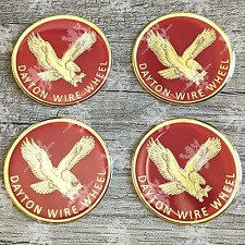 Red And Gold Dayton Eagle Wire Wheel Chips Emblems Set Of 4 Size 2.25 Inches