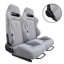 New 1 Pair Tanaka Gray Cloth Racing Seats Reclinable W Sliders For Ford 