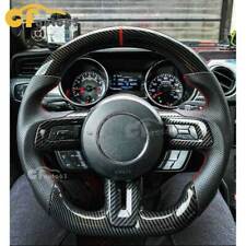 Hydro Dip Carbon Fiber Steering Wheel Fit For 2018-2023 Ford Mustang Gt Red Line