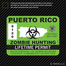 Puerto Rico Zombie Hunting Permit Sticker Die Cut Decal Outbreak Response Team