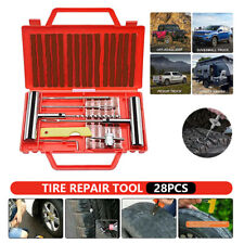 28pc Tire Repair Kit Diy Tools Plug Punctured Flat Tires Car Truck Suv Patch Fix