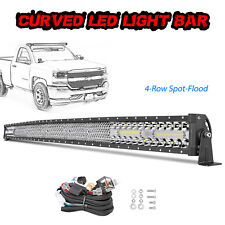 For Ford F250 F350 Roof 54in Curved 4-row Led Light Bar Combo Offroad W Wiring
