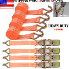 4 Pack 1x 10ft Ratchet Tie Down Straps Load-bearing 1800lb Double J-hook Heavy