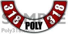 Large Poly 318 Engine Air Cleaner Decal Sticker Fits Plymouth Chryslerdodge